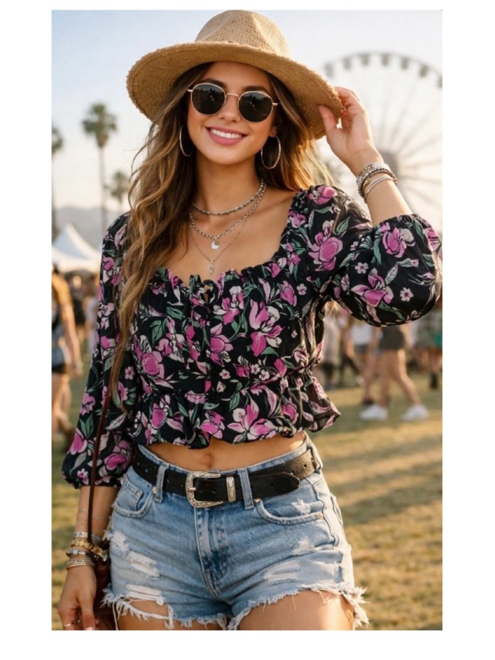 🦋🎯 JAPNA Purple Floral Lightweight Long Sleeve Halter Top NWT S